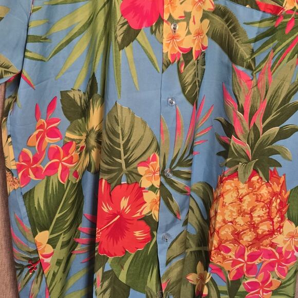 King Kameha Hawaiian Shirt Large Men's Tropical Floral Pineapple Short Sleeve - Picture 2 of 8